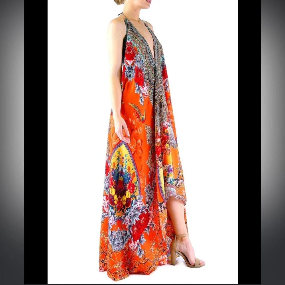 Czarina Women's Floral Resort Silk Dress - Picture 2 of 11